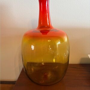 Vtg BLENKO Tangerine Amberina Glass Decanter #6416 Joel Myers 15" XL MCM - AS IS